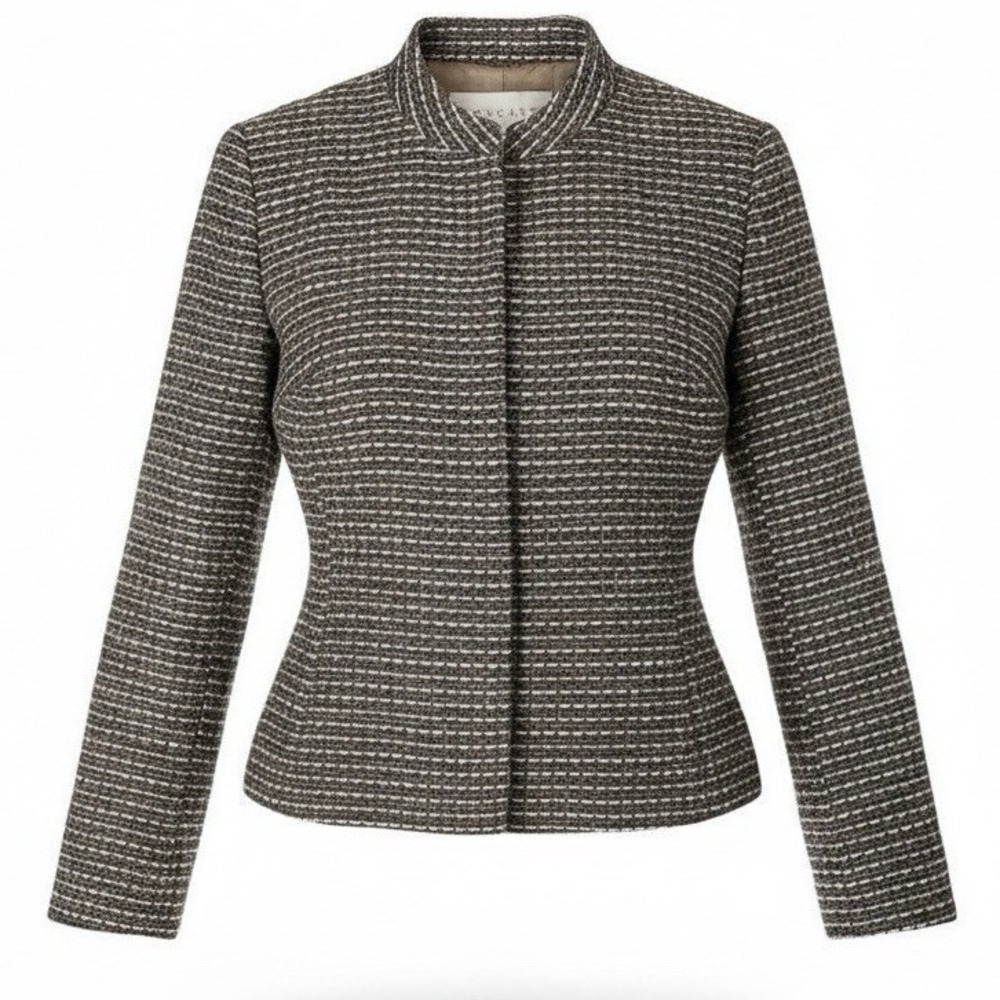 Doncaster Silk Blend Tweed Blazer Women 6 Brown Jacket Old Money Quiet Luxury
